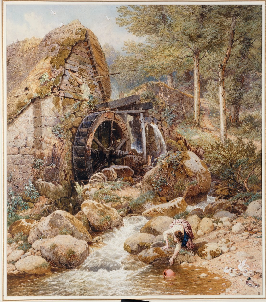 En gammel vandmølle af Myles Birket Foster