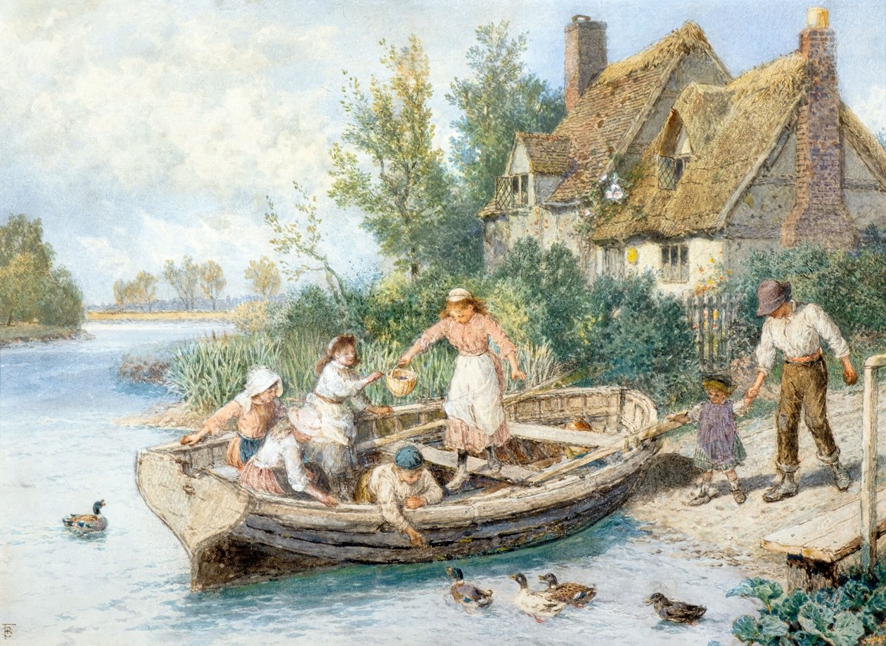 Færgen (akvarel) af Myles Birket Foster
