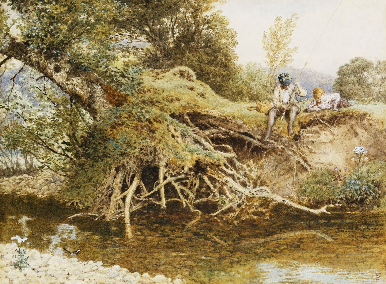 Den unge lystfisker, af Myles Birket Foster