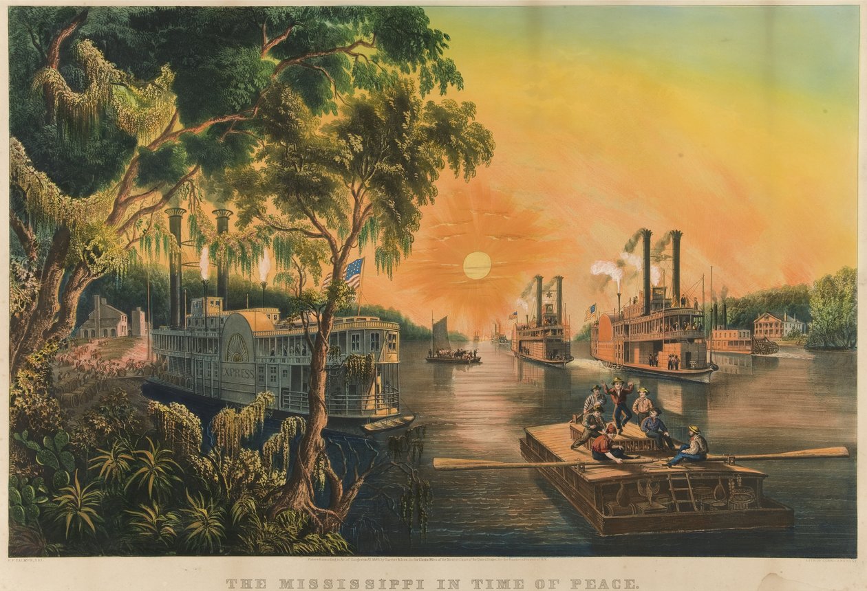 Mississippi i fredens tid, 1865 af N. and Ives, J.M. Currier