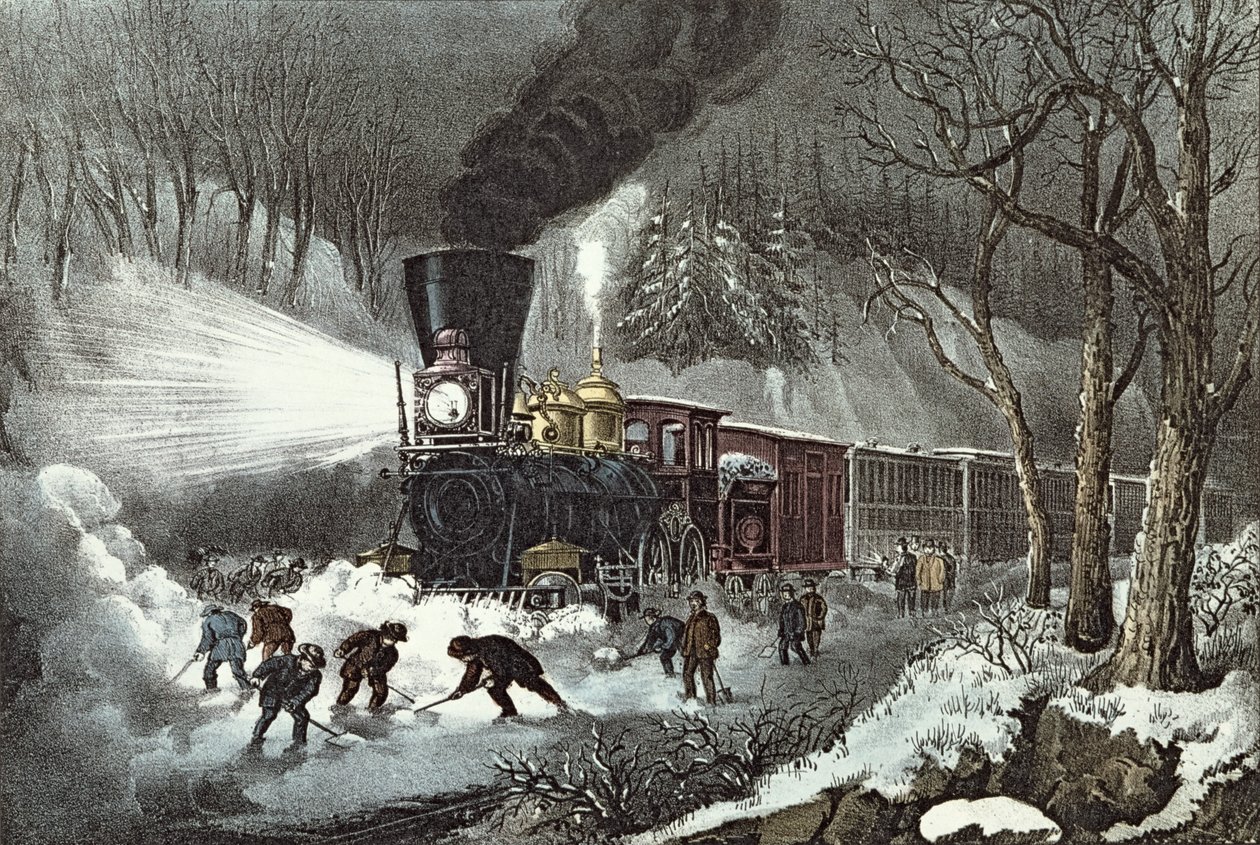 American Railroad Scene, 1871 af N. and Ives, J.M. Currier