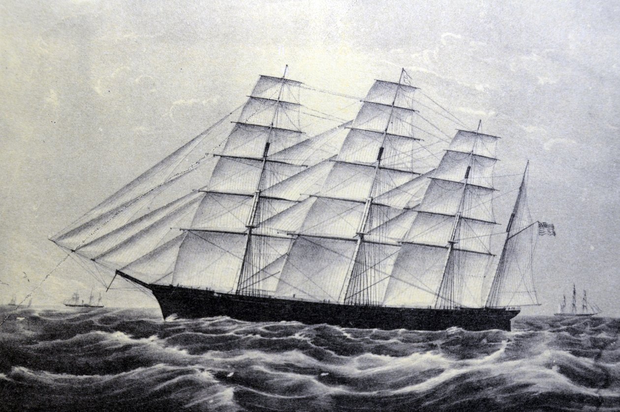 Currier & Ives Illustration 1800-tallet. Clipper-skibet Den store republik af N. and Ives, J.M. Currier