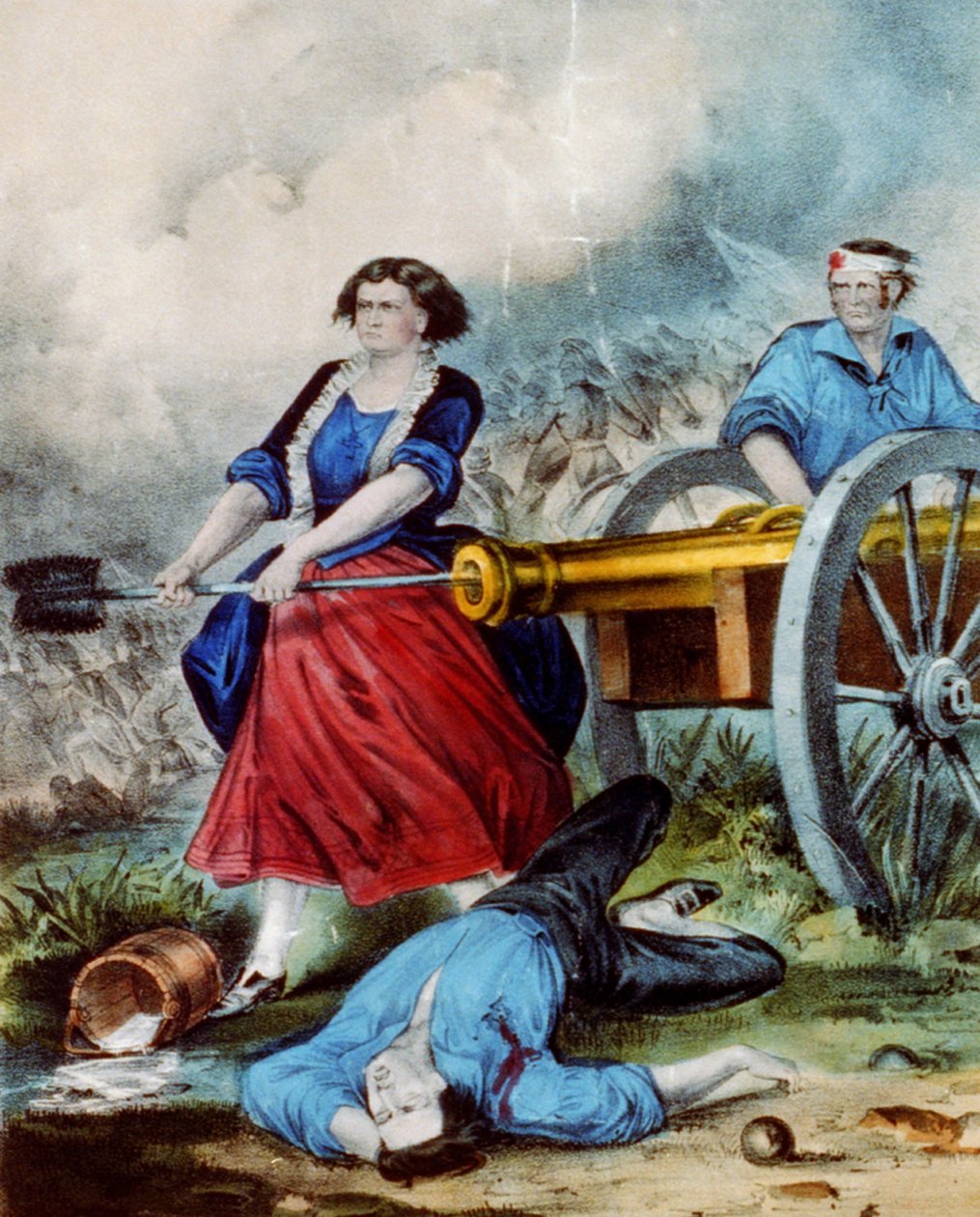 Molly Pitcher, 1876 (farvelitografi) af N. and Ives, J.M. Currier