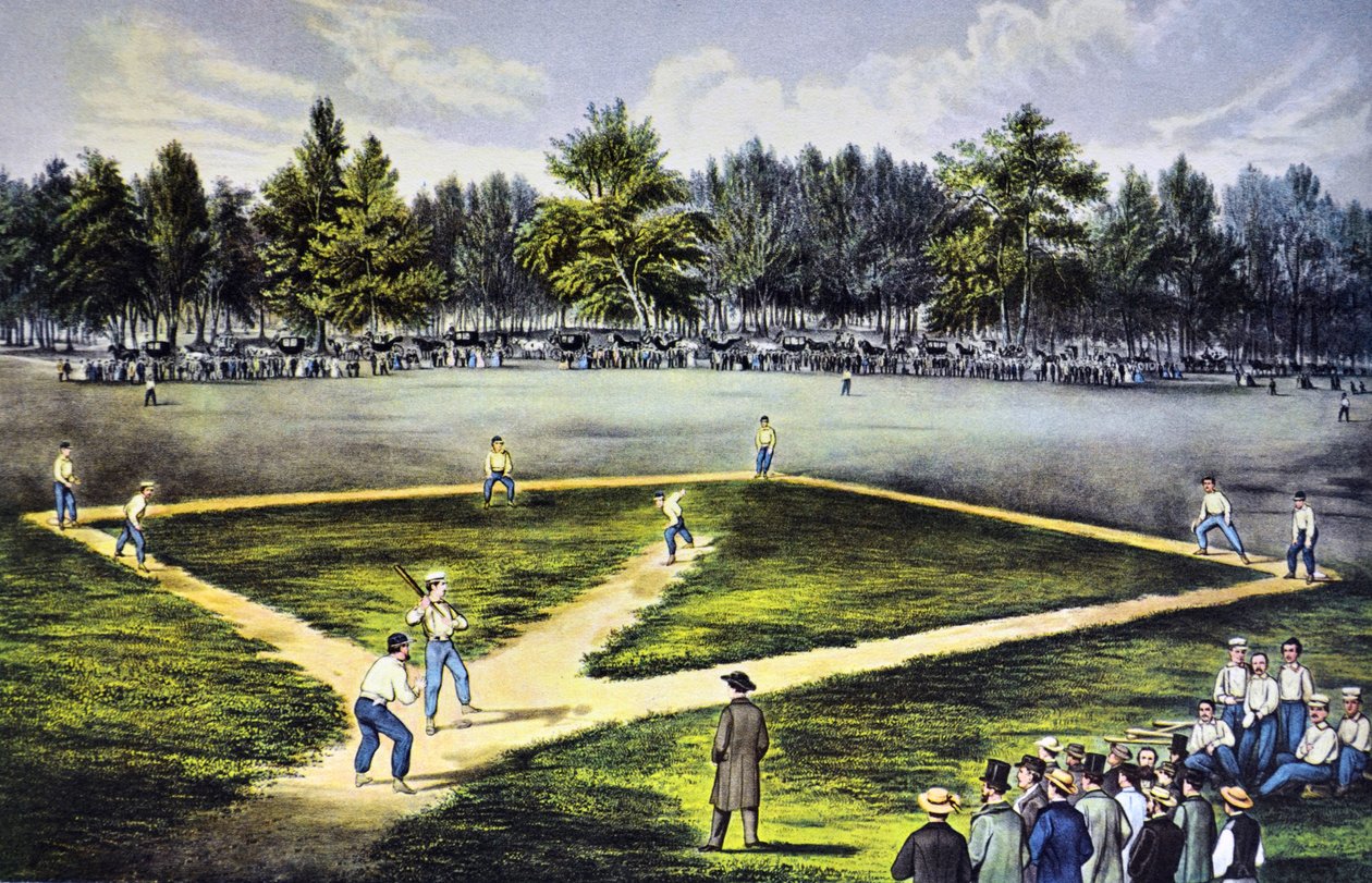 The American National Game of Base Ball af N. and Ives, J.M. Currier