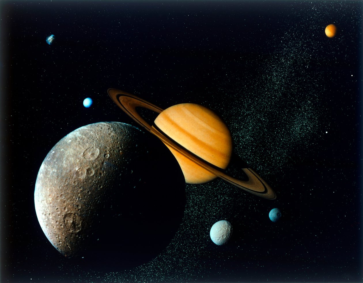 Saturnian System fra Voyager 1, c1980