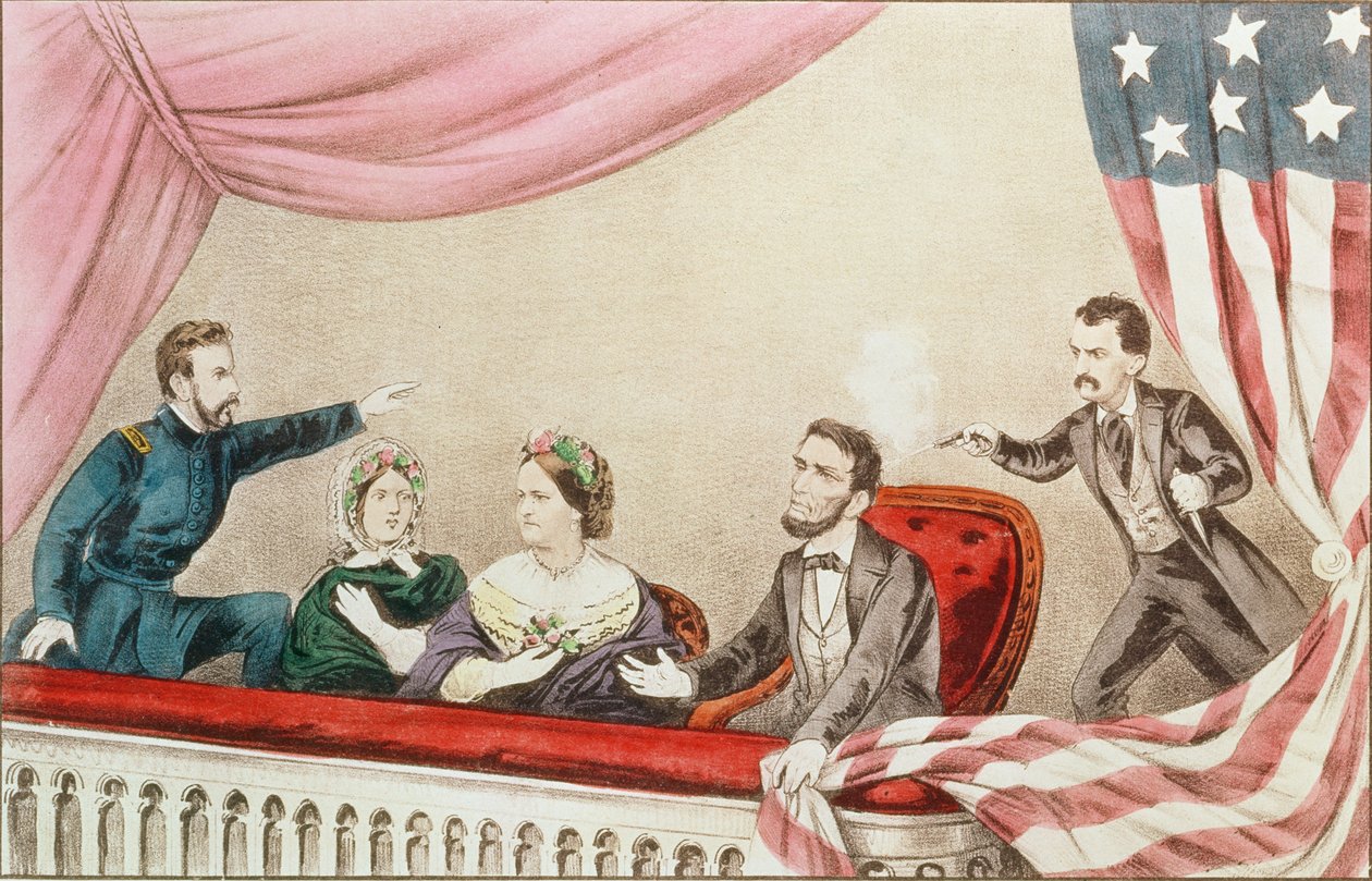 Mordet på Abraham Lincoln af N. and Ives, J.M. Currier