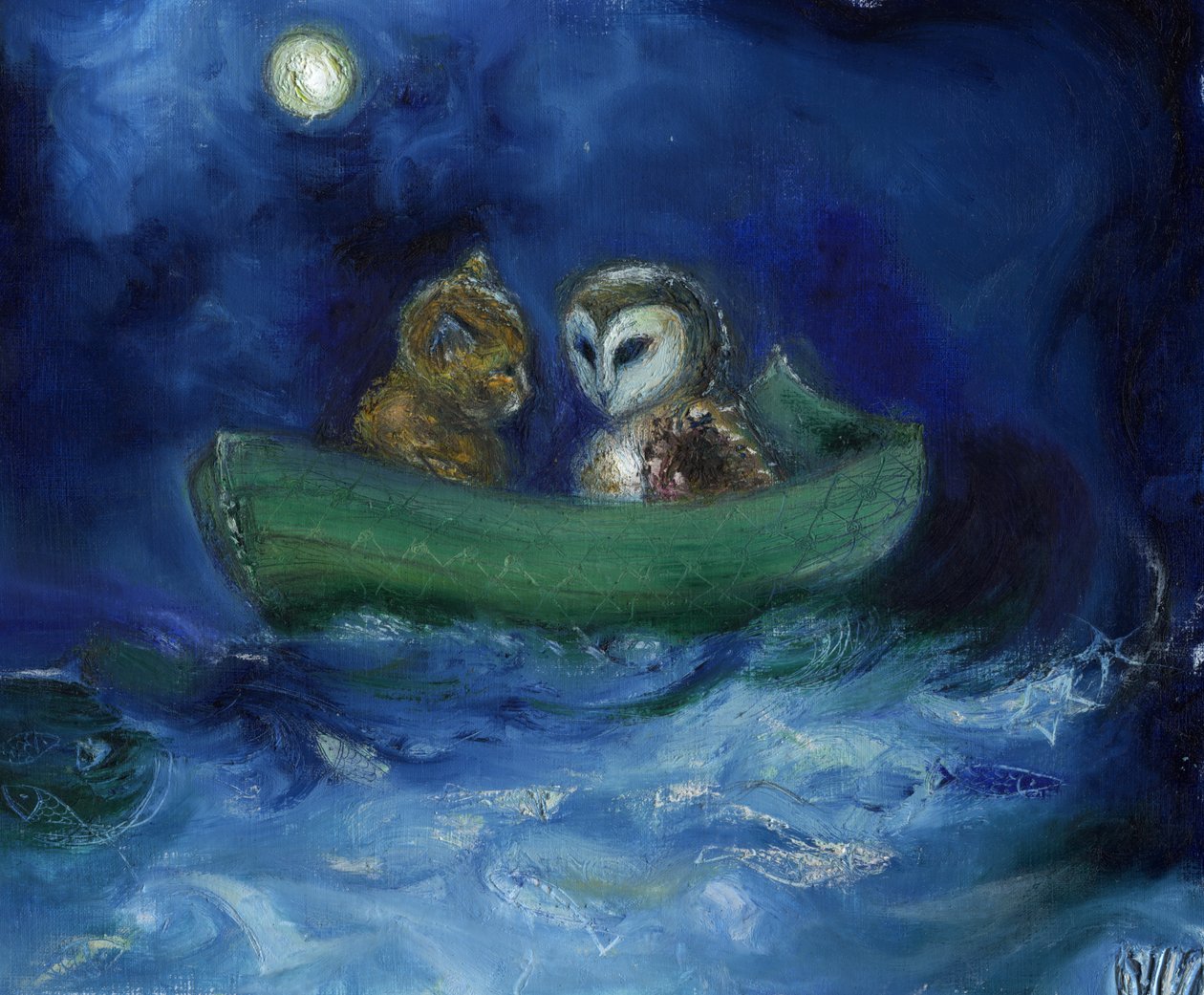Uglen og Pussycat, 2014, af Nancy Moniz Charalambous