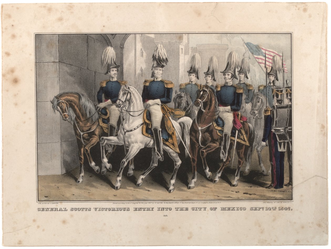 General Scotts sejrrige indtog i byen Mexico den 14. september 1847 af Nathaniel Currier