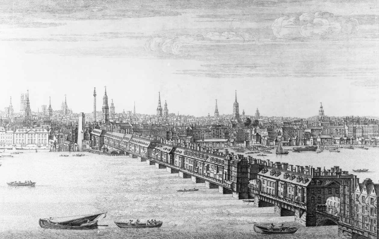 West Front of London Bridge, 1749 af Nathaniel and Samuel Buck
