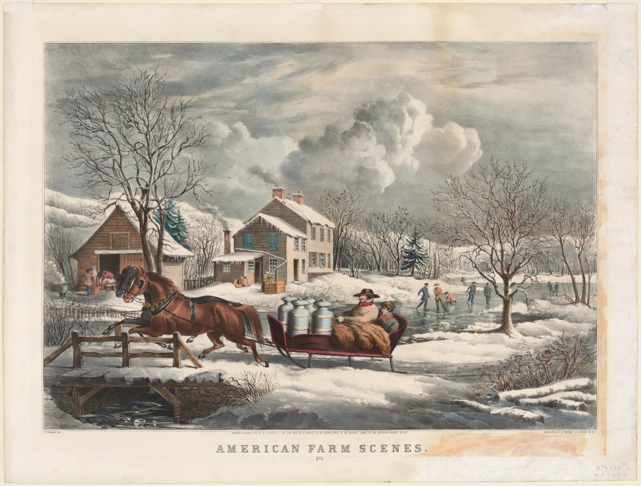 American Farm Scenes, Vinter, 1853. af Nathaniel Currier