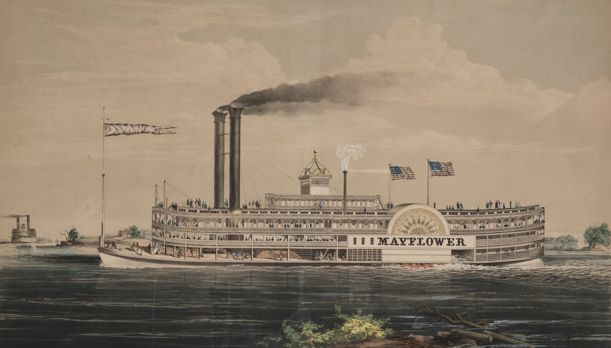 Højtryksdampbåd Mayflower af Nathaniel Currier
