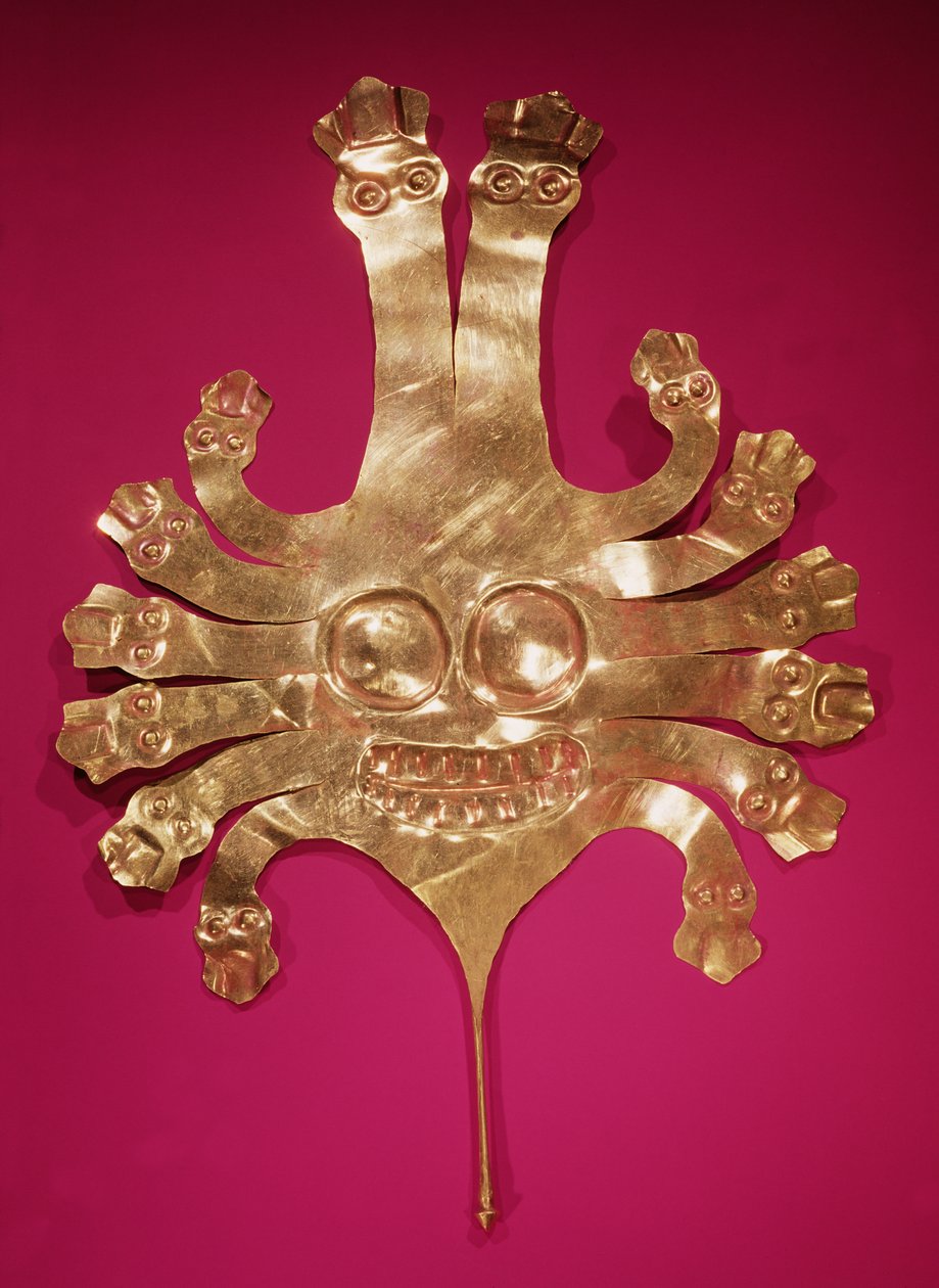 Hoved af Medusa, fra Peru (guld) af Nazca Culture