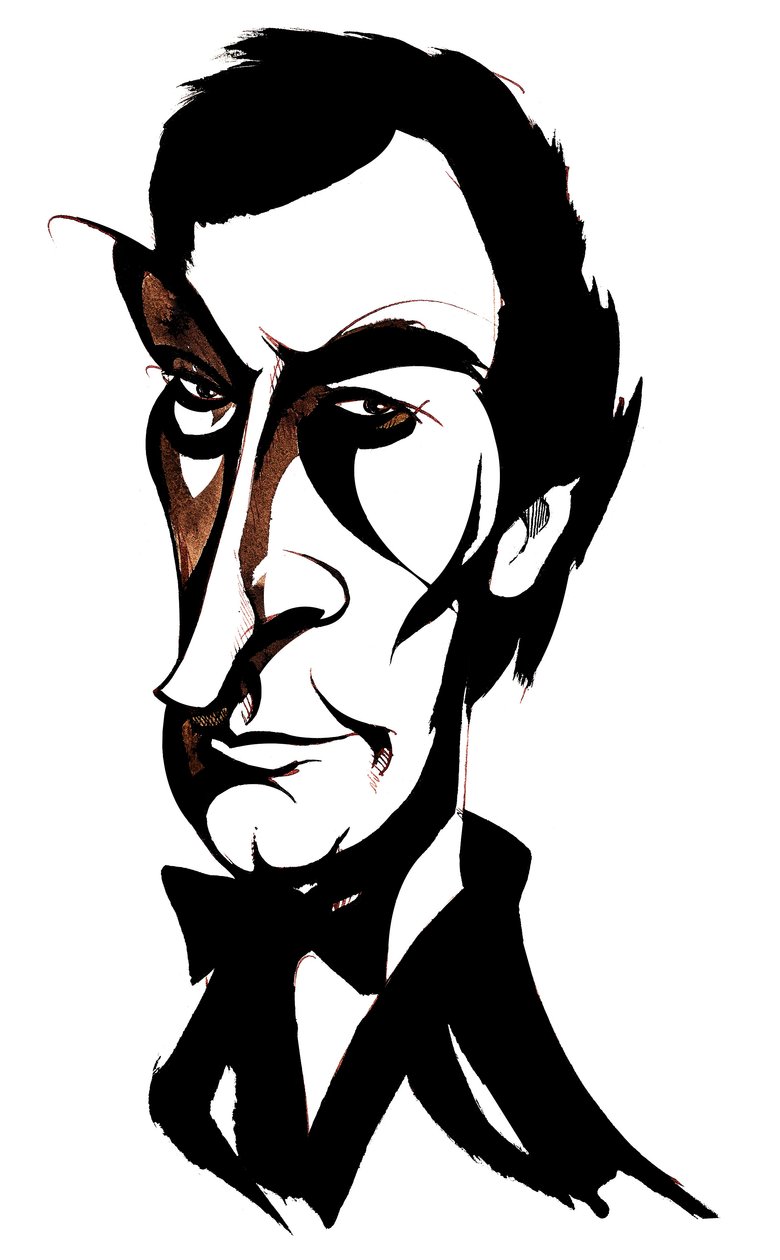 Den britiske skuespiller Timothy Dalton (født 1946) som James Bond 007 af Neale Osborne