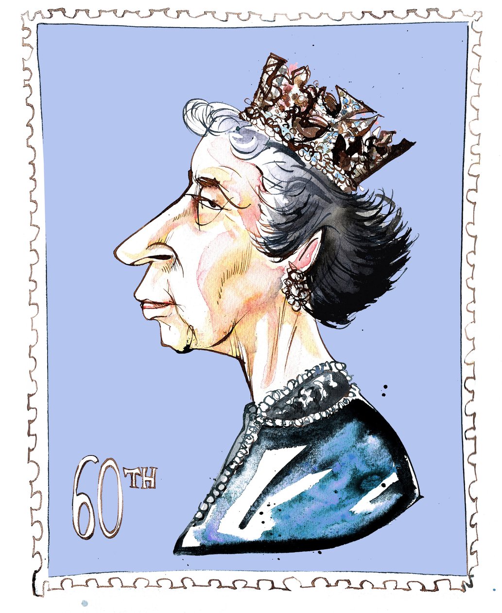 Elizabeth Windsor - karikatur af Neale Osborne