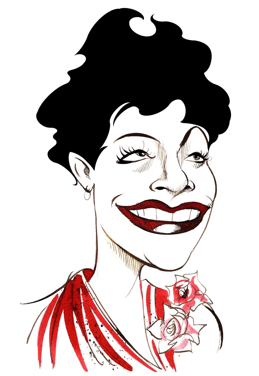 Ella Fitzgerald, amerikansk jazzsangerinde, (1917 - 1996) karikatur af Neale Osborne