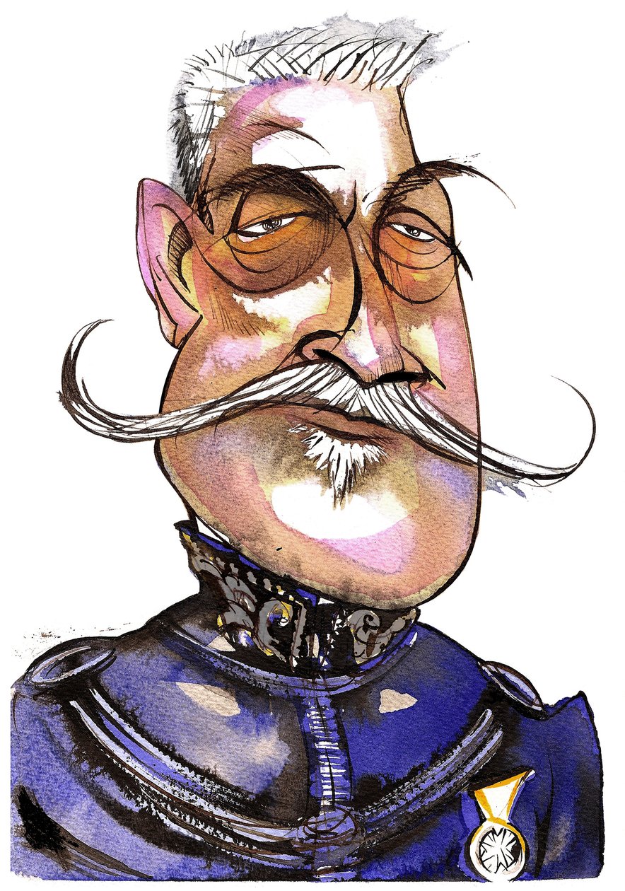 Ferdinand Foch-Fransk Marshall (1851-1929); farve karikatur af Neale Osborne