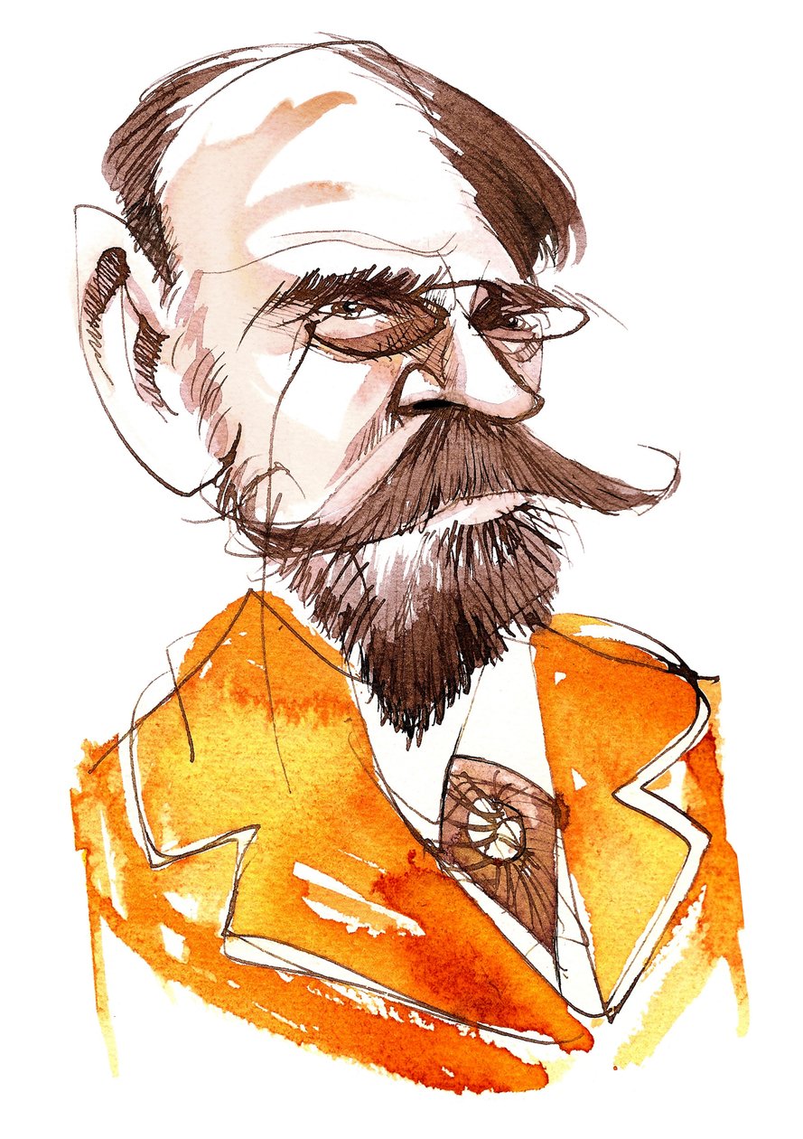 fransk romanforfatter Emile Zola (1840-1902); karikatur af Neale Osborne