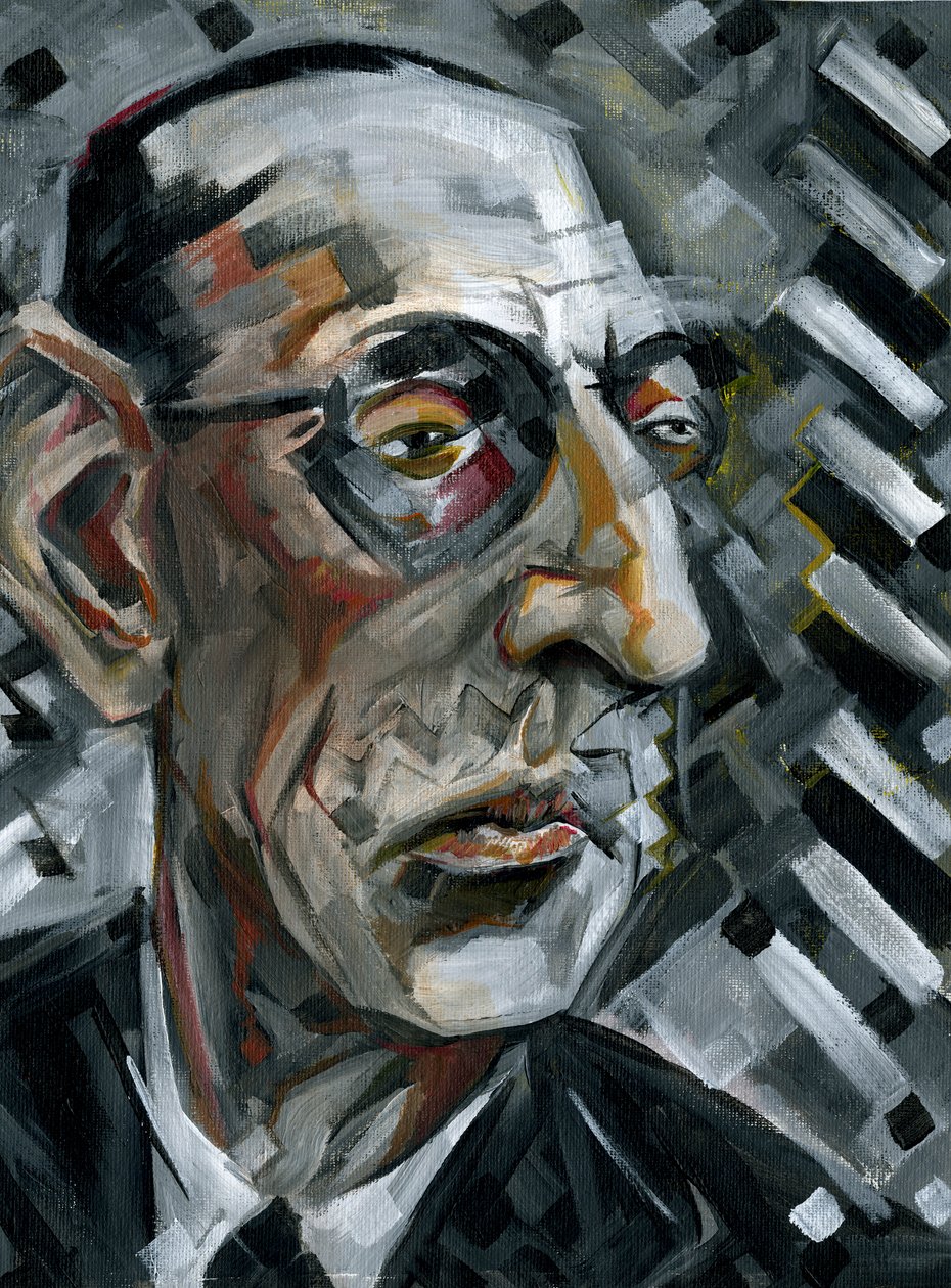 Igor Stravinsky - karikaturmaleri af den russiske komponist af Neale Osborne