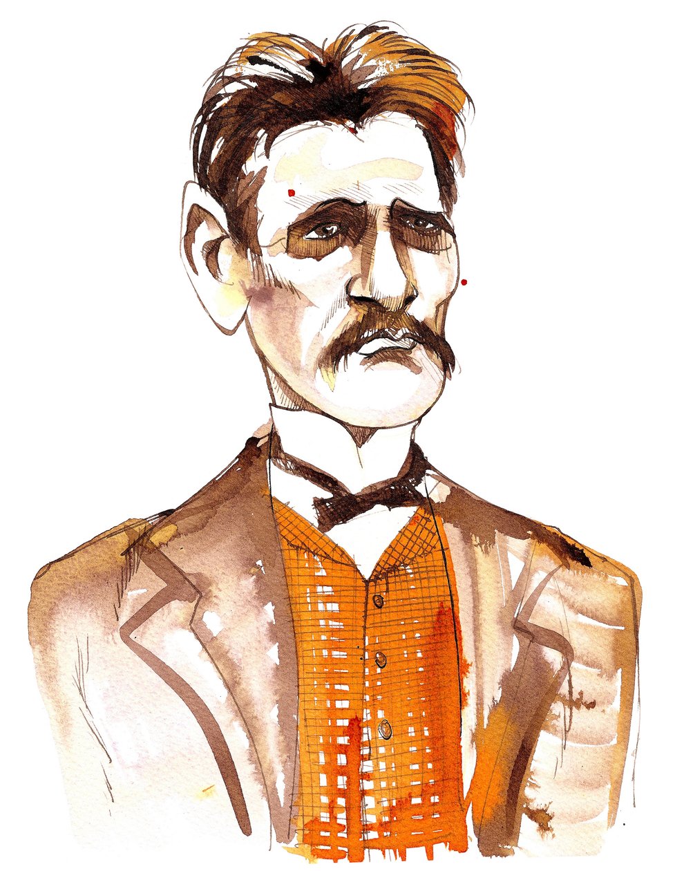Jean Sibelius, karikeret som en yngre mand af Neale Osborne
