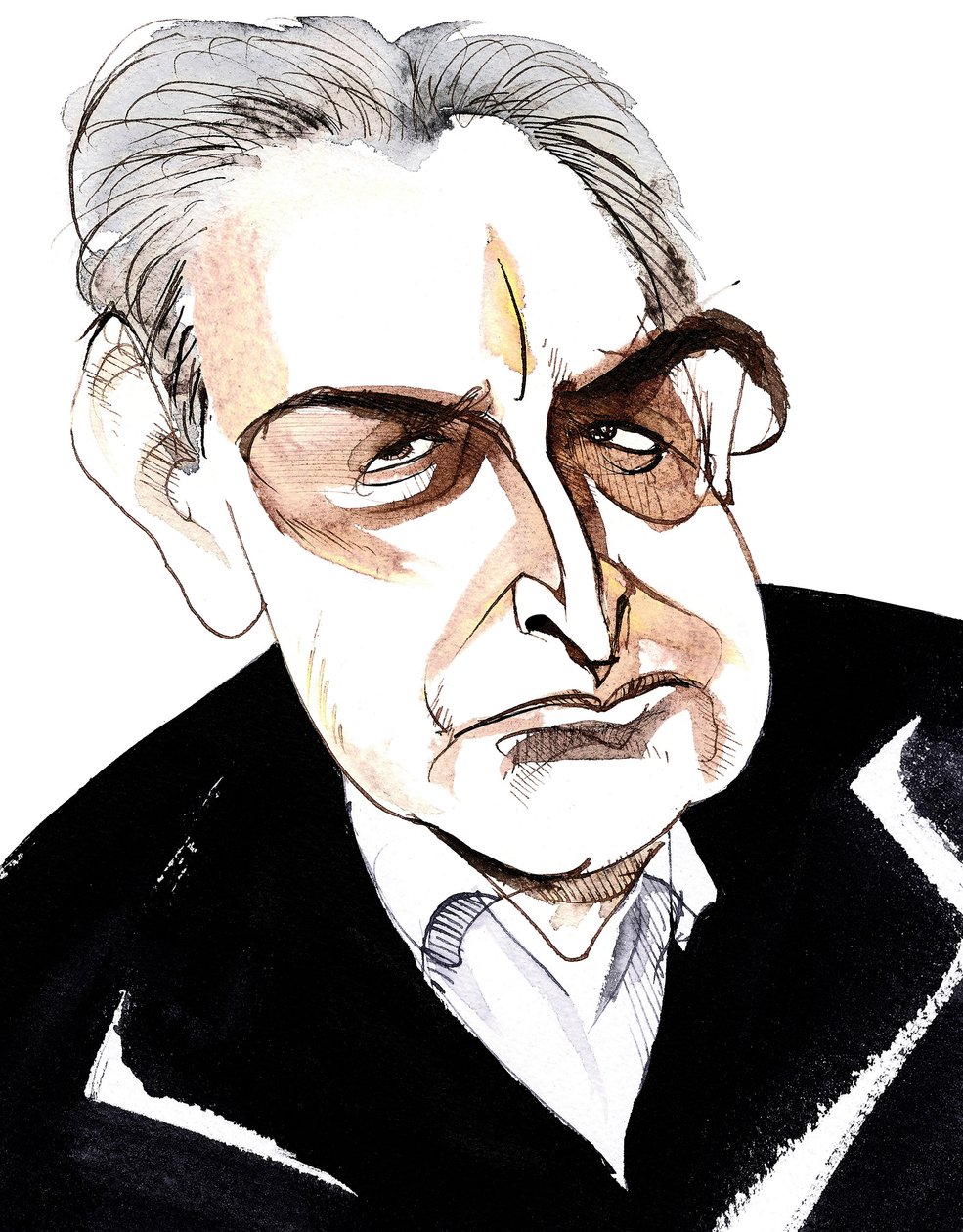 John Banville, irsk forfatter og manuskriptforfatter; kriminalforfatter under pseudonymet Benjamin Black; karikatur af Neale Osborne
