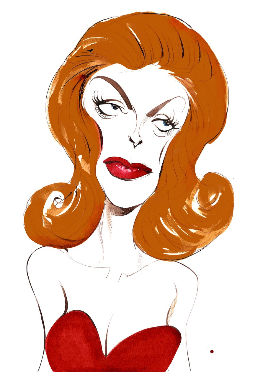 Julie London amerikansk sangerinde og skuespillerinde (1926-2000); farve karikatur, 2015 af Neale Osborne