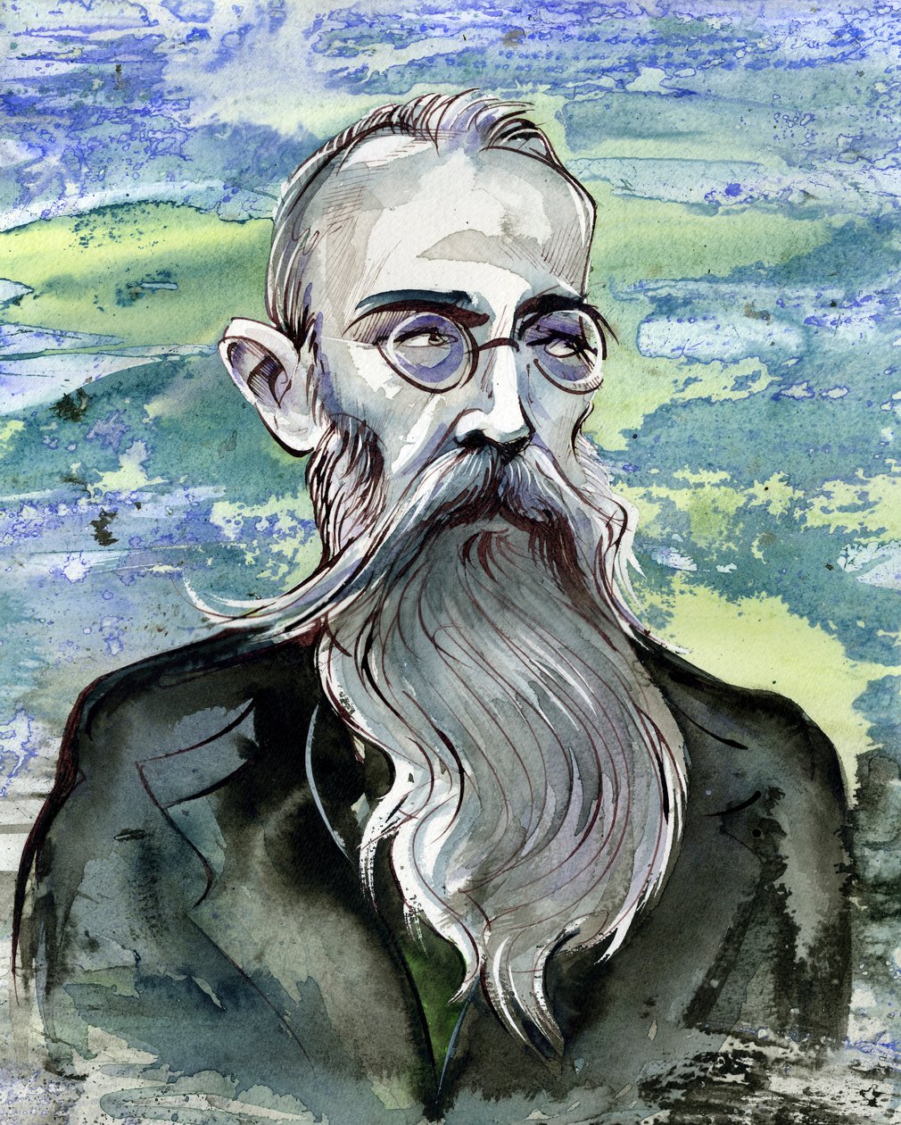 Nikolai Rimsky-Korsakov - karikatur af den russiske komponist af Neale Osborne