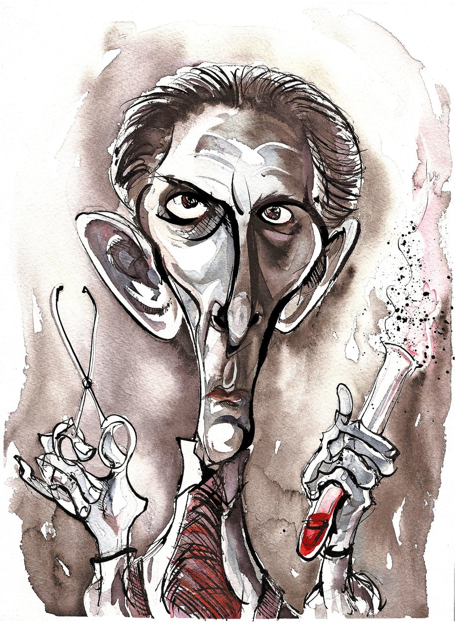 Peter Cushing - karikatur af Neale Osborne