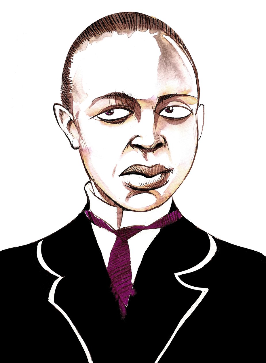 Scott Joplin, amerikansk komponist, pianist og forfatter af ragtimemusik, (1868 - 1917), karikatur af Neale Osborne