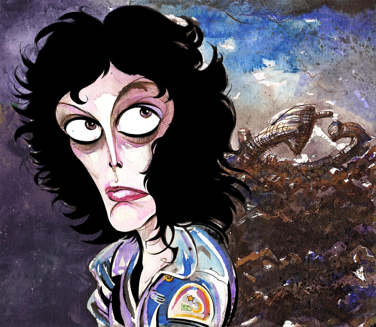 Sigourney Weaver som Ellen Ripley i Alien af Neale Osborne