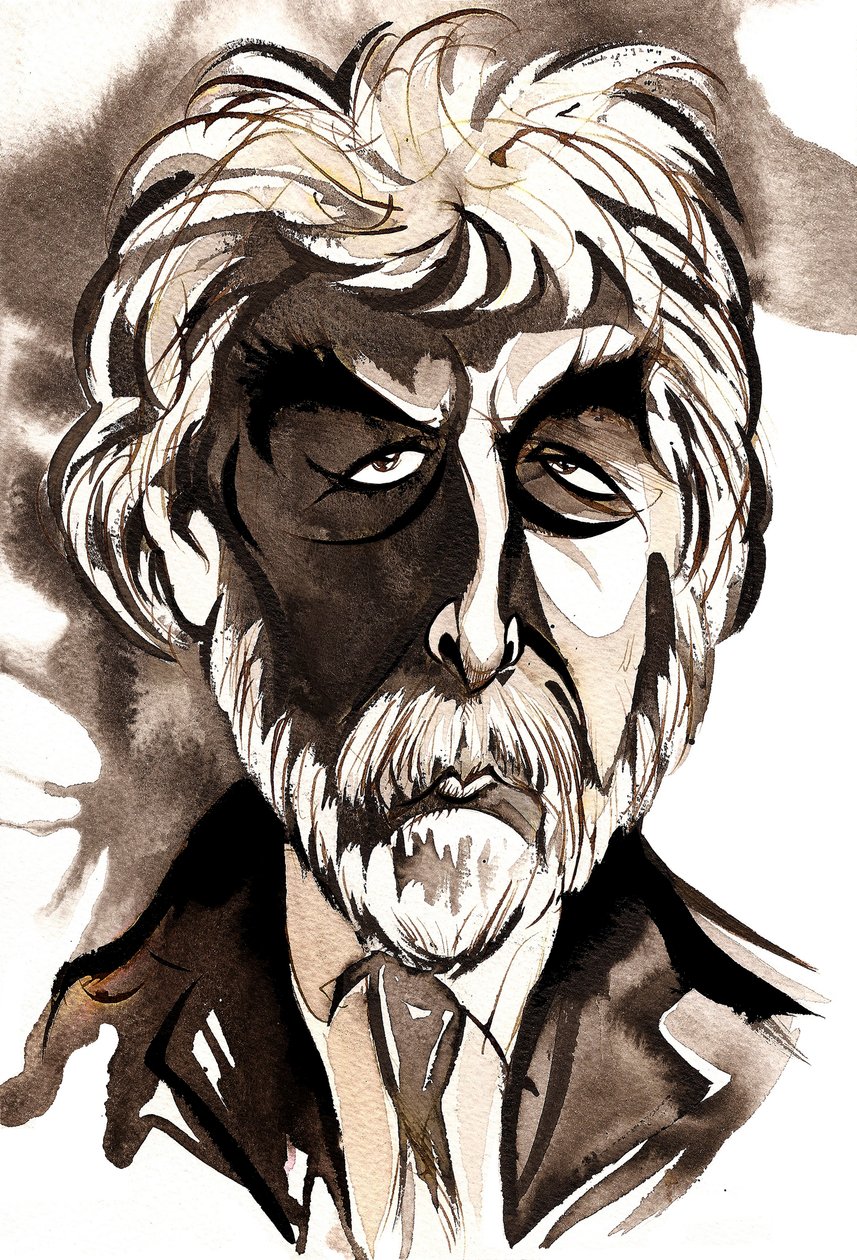 Sir Harrison Birtwistle - sort-hvid karikatur af Neale Osborne