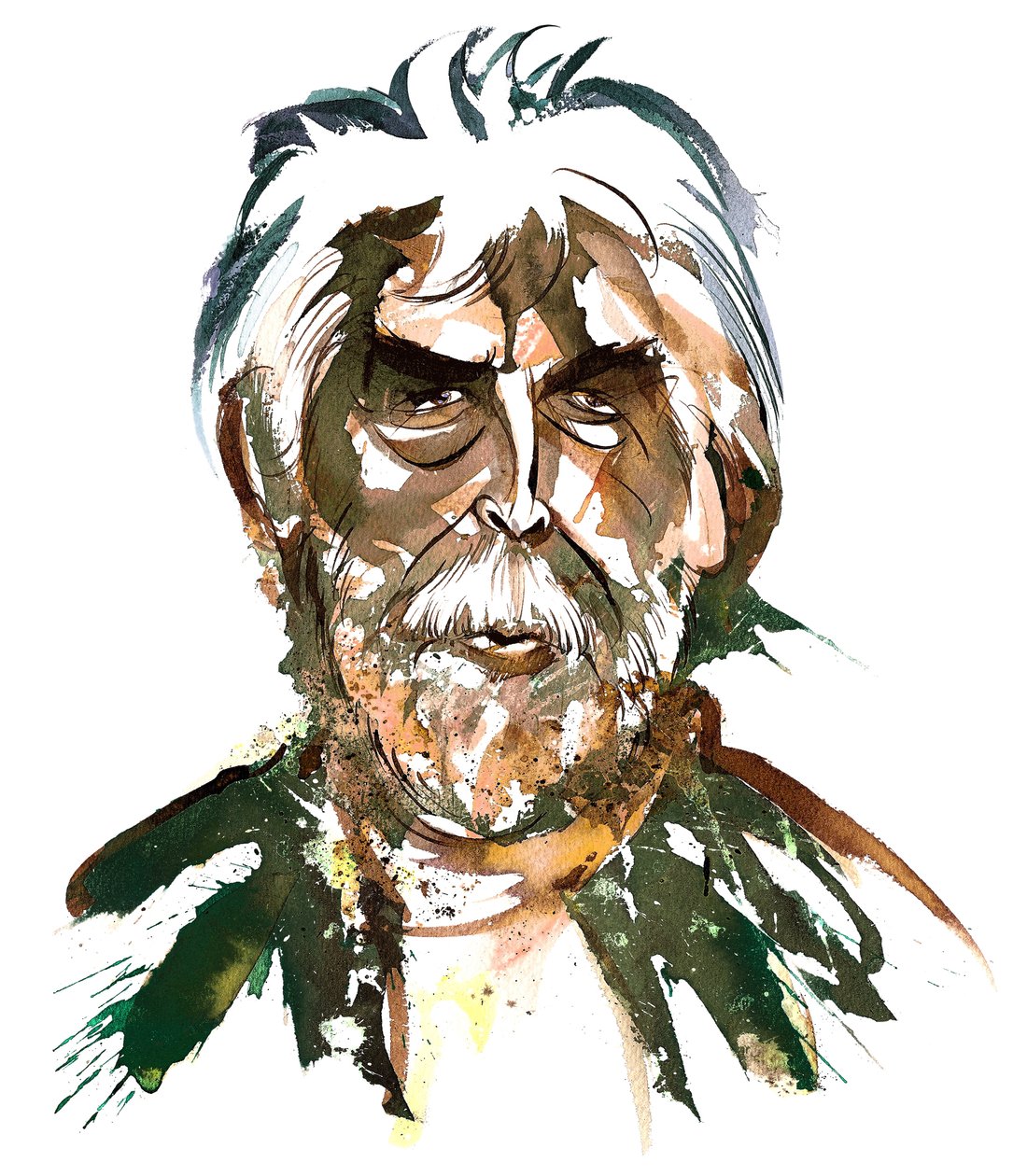 Sir Harrison Birtwistle - karikatur i farver af Neale Osborne