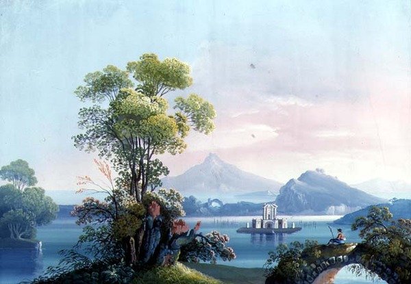 Napoli: Udsigt over Vesuv (gouache) af Neapolitan School
