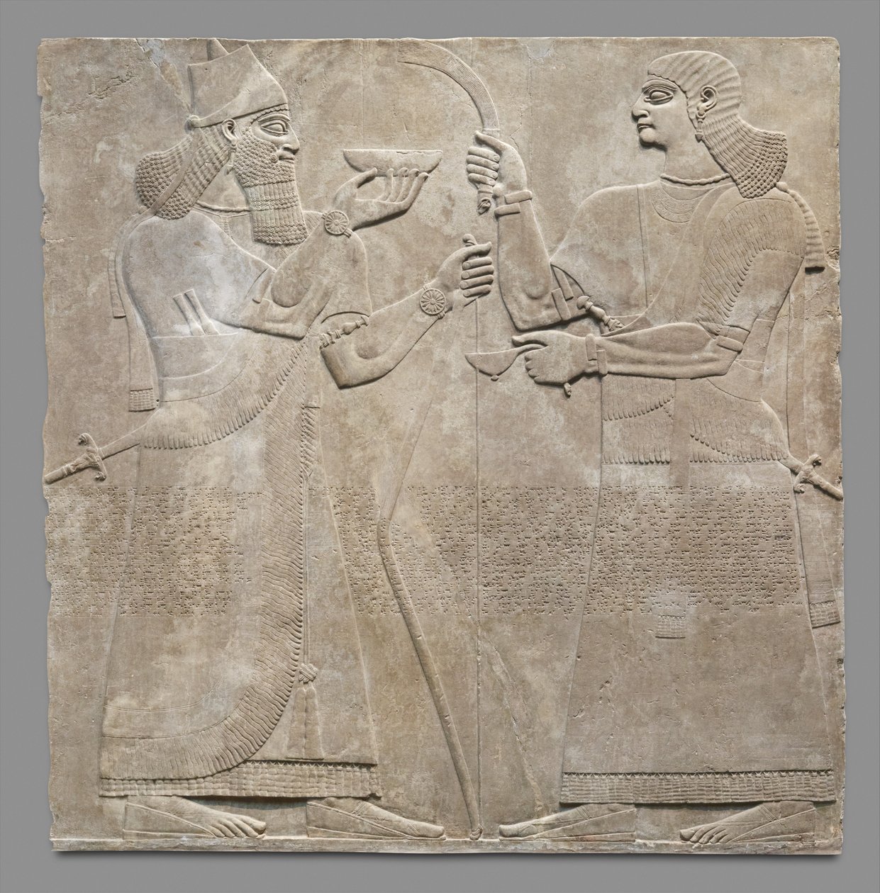 Reliefpanel af konge og eunuk, ca. 883-59 f.Kr. (gipsalabast) af Neo Assyrian