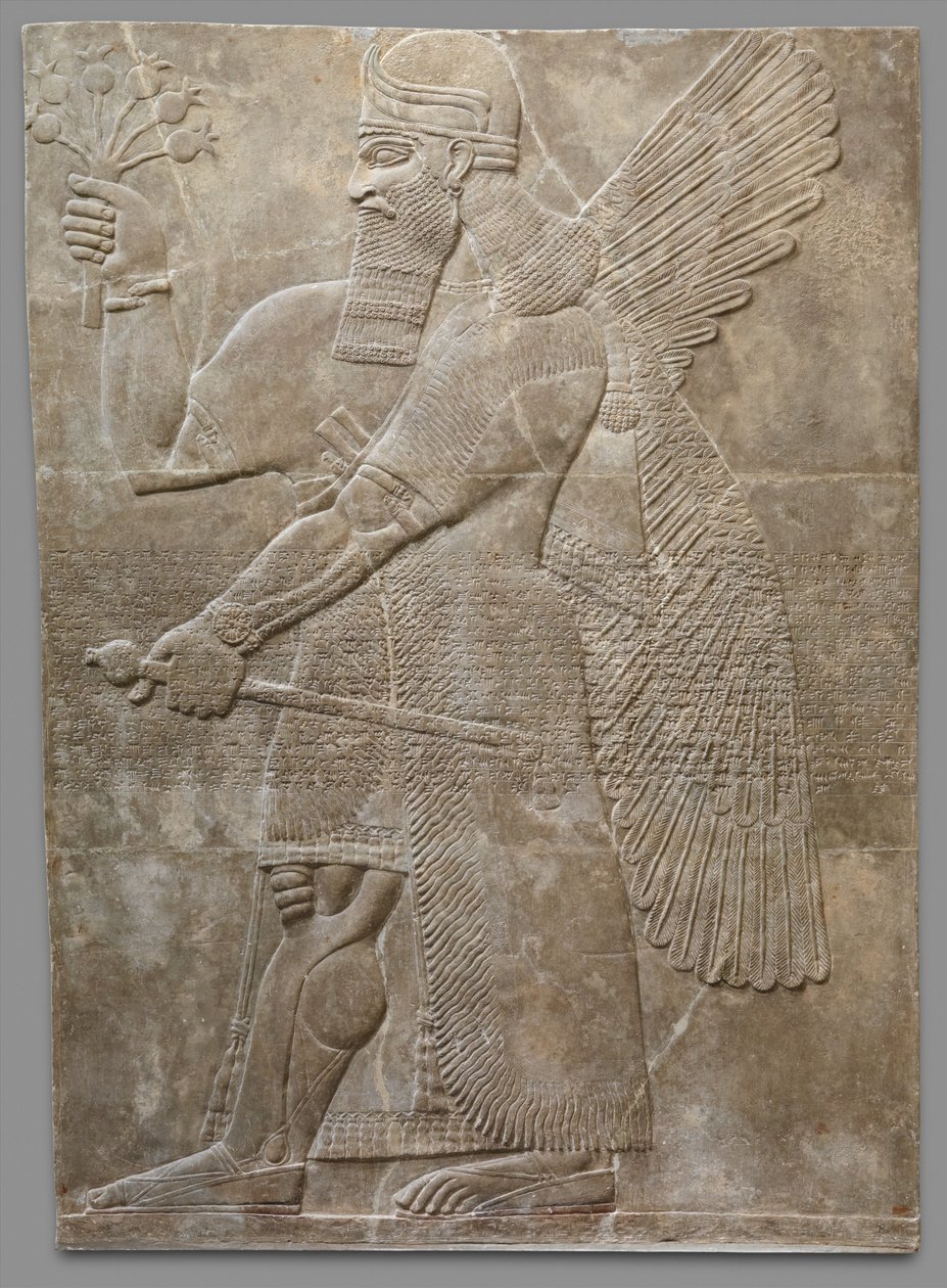 Reliefpanel, neoassyrisk, ca. 883-859 f.Kr. (gips-ablabrisk) af Neo Assyrian