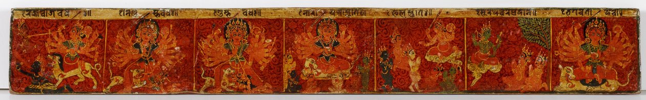 Devimahatmya manuskriptomslag (ugennemsigtigt wc på træ) af Nepalese School