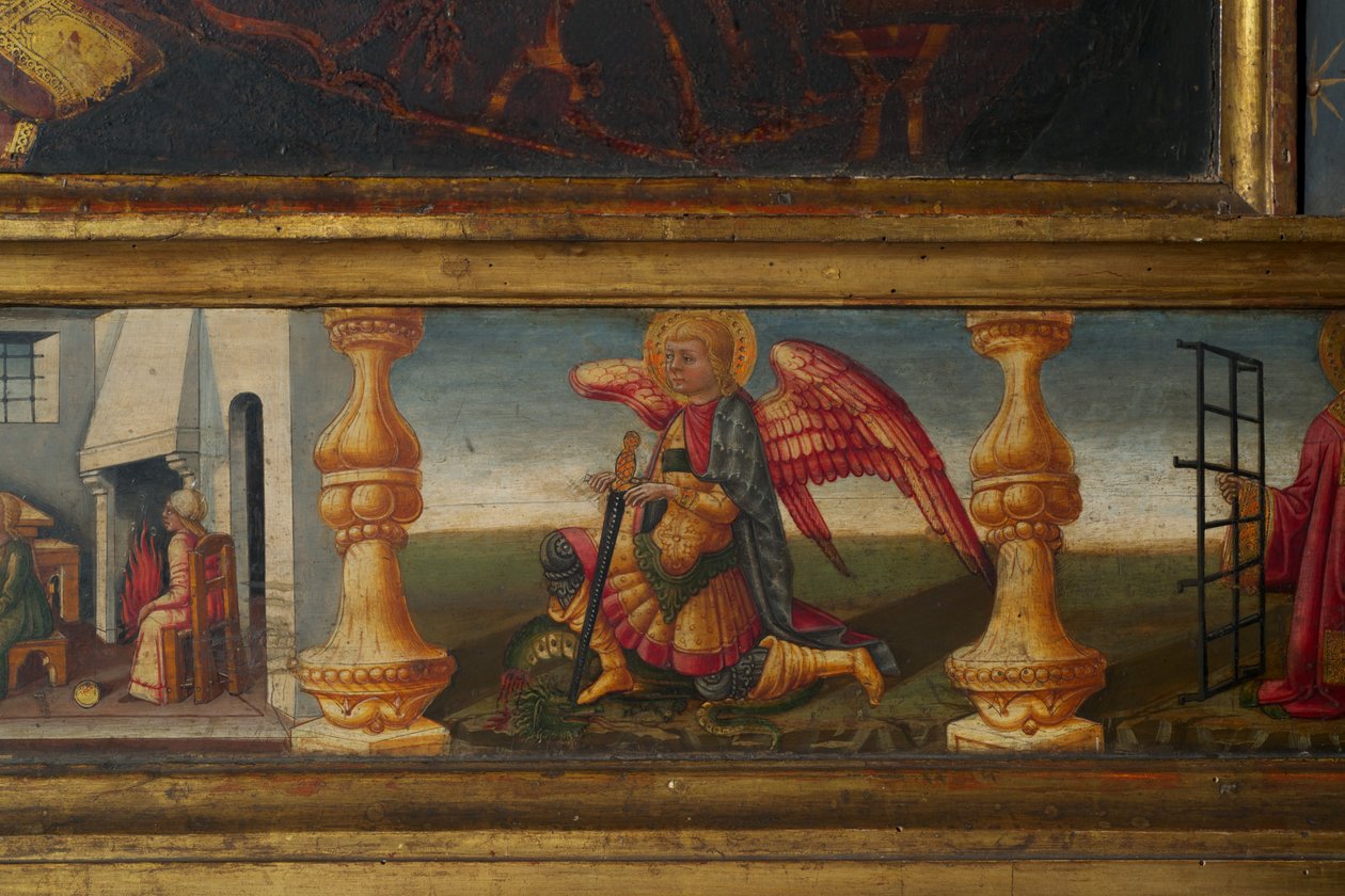 Detalje fra Jomfruens kroning (tempera på træ) af Neri di Bicci