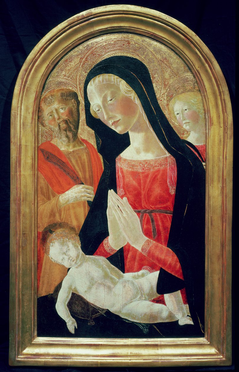 Madonna og barn (tempera på panel) af Neroccio di Landi