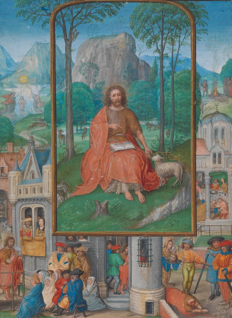 Manuskriptbelysning med scener fra Johannes Døberens liv, ca. 1515 af Netherlandish School