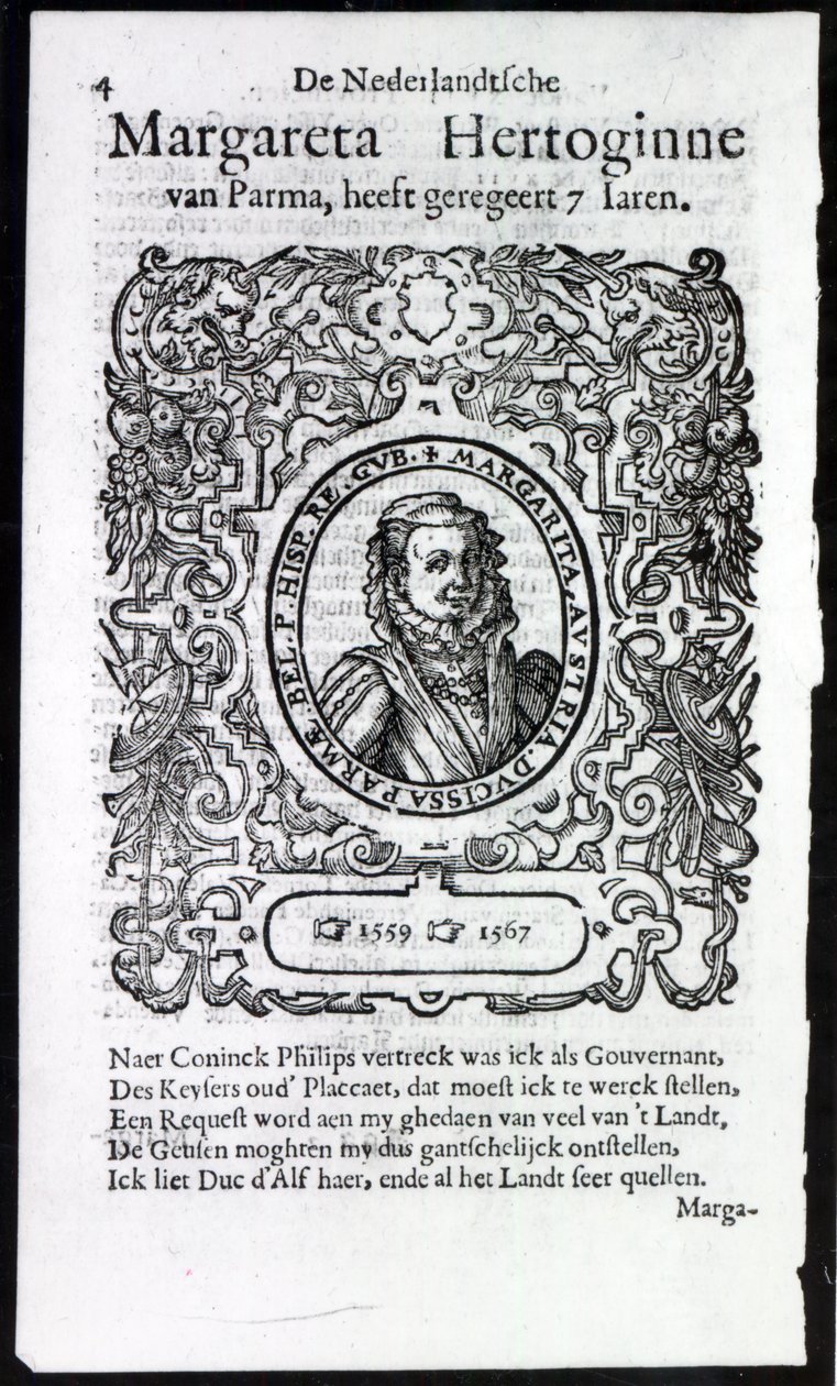 Margaret af Parma, guvernør i Holland (tryk) af Netherlandish School