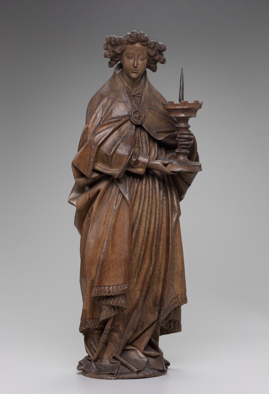 Engel holder lysestage, ca. 1480-1500 (eg) af Netherlandish School
