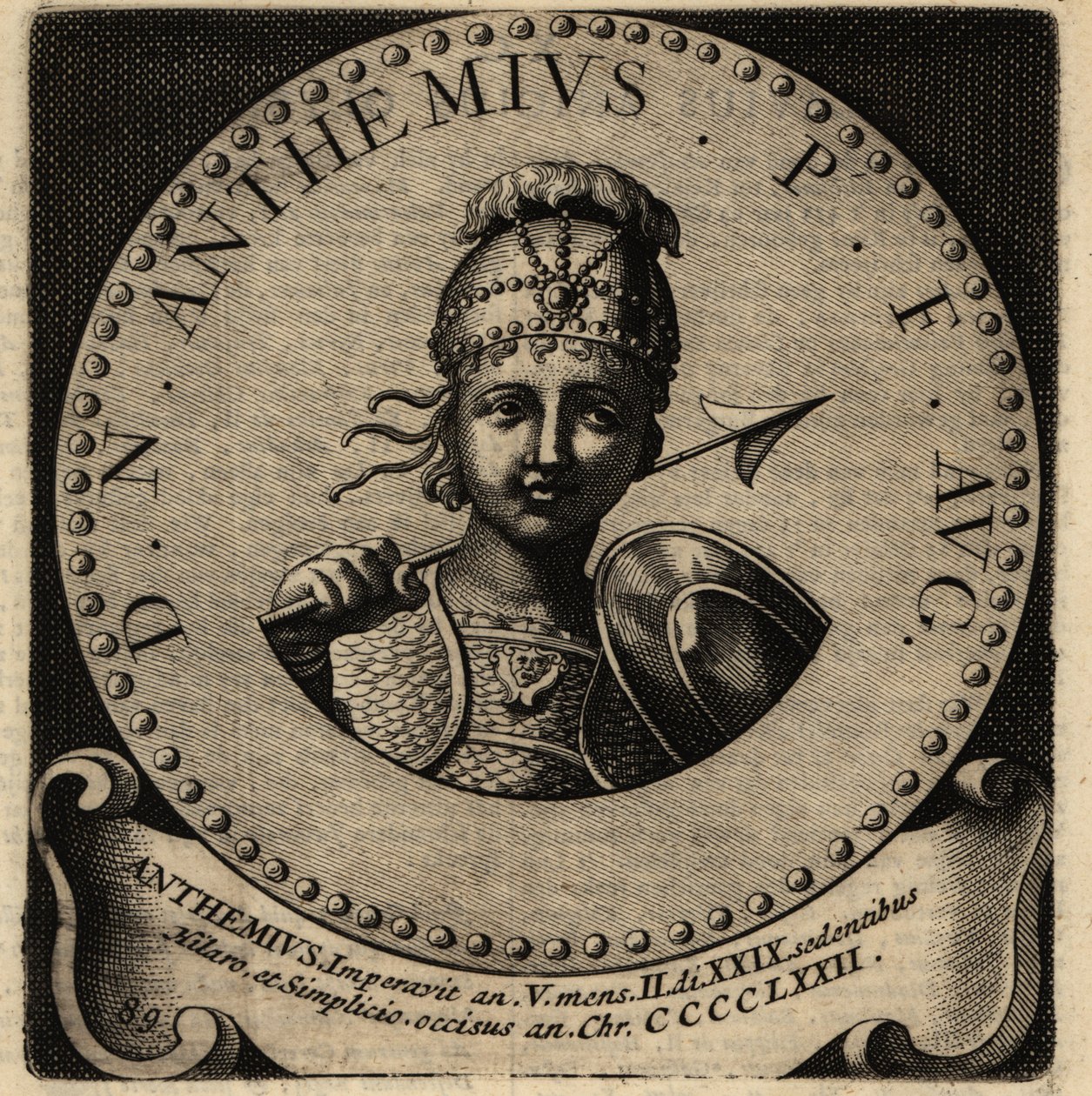 Portræt af den romerske kejser Anthemius. af Netherlandish School