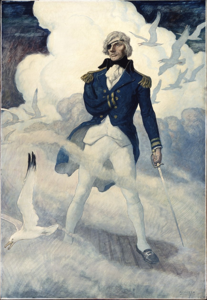The Ghost of Admiral Nelson, 1940 (olie på renæssancepanel) af Newell Convers Wyeth