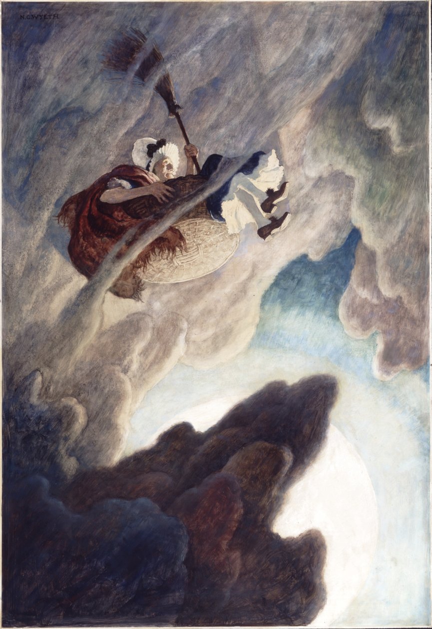 The Old Woman Tost Up in a Bucket, 1940 (olie på renæssancepanel) af Newell Convers Wyeth