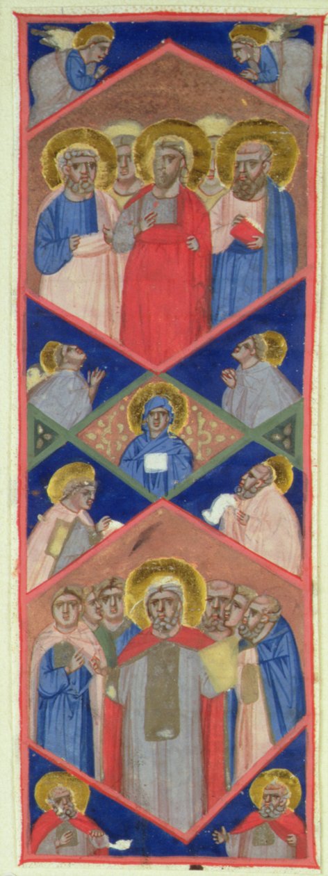 Otte hellige, inklusive St. Peter, St. Andrew, St. Stephen, St. Lawrence, en Pave Saint, St. Anthony Abbed og fire andre helgener af Niccolo di Giacomo