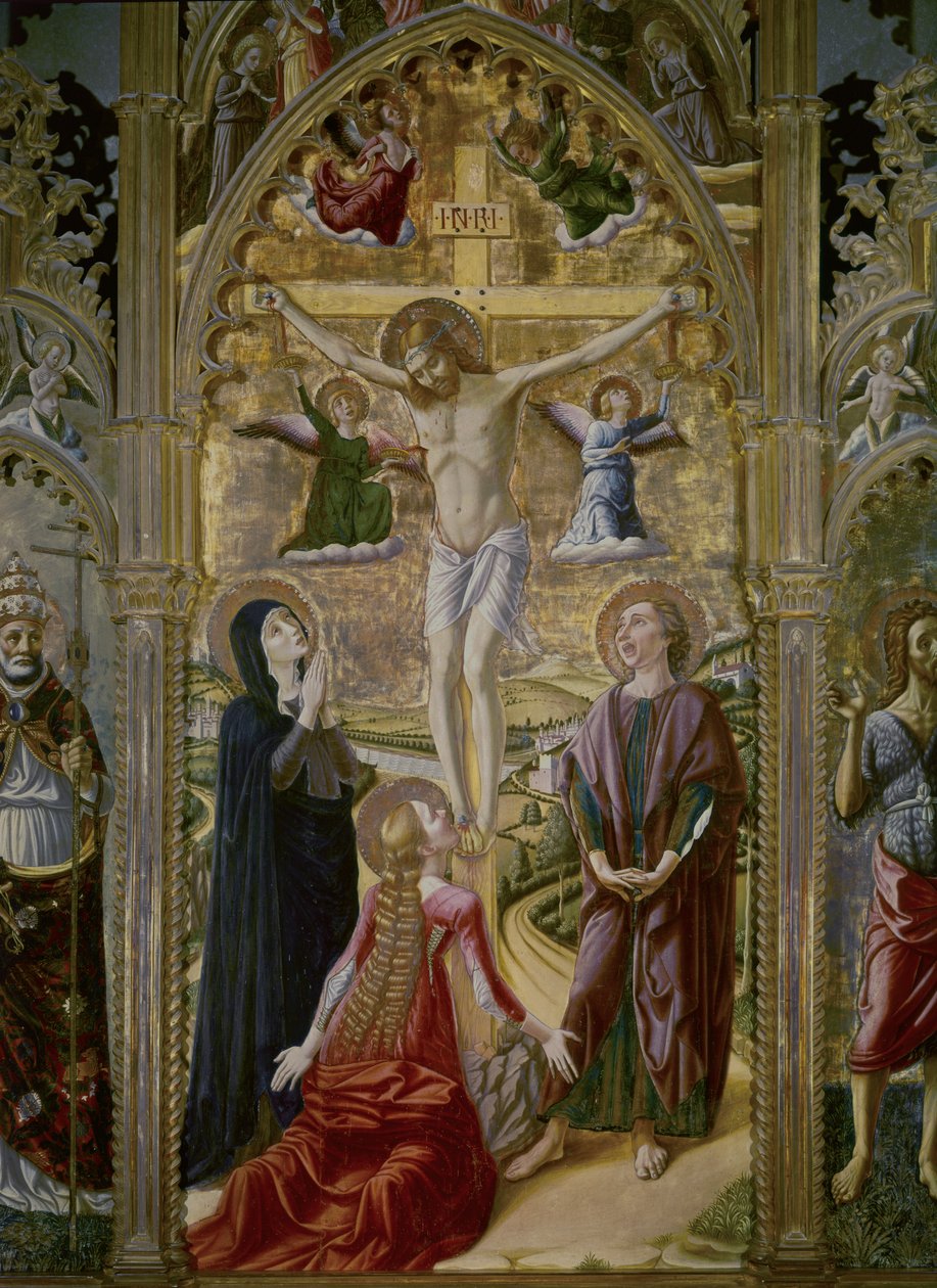Korsfæstelse. 1480. (tempera og guld på panel) af Niccolo Alunno