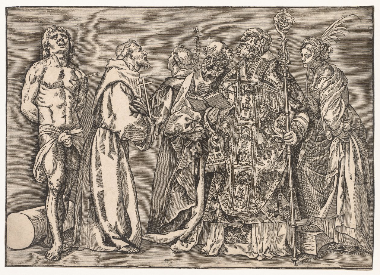 De seks hellige, ca. 1535. af Niccolo Boldrini