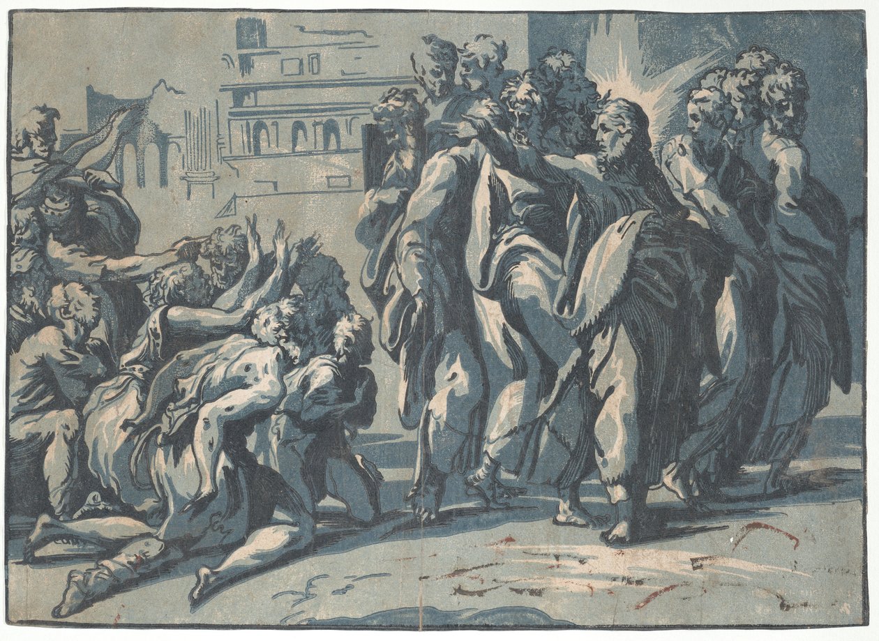 Kristus helbredte de spedalske, 1540-50., 1540-50. af Niccolo Vicentino