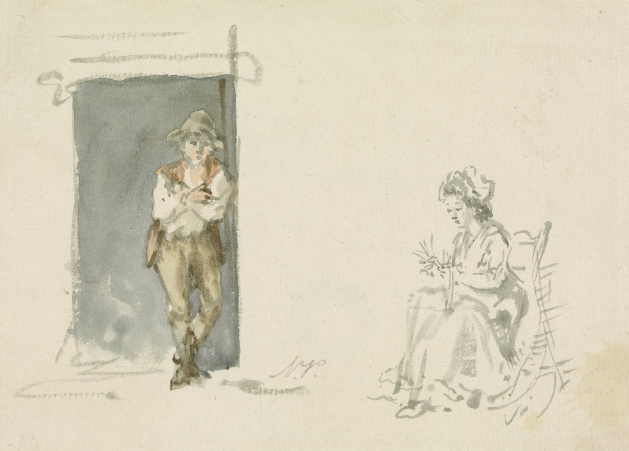Figurstudier, dreng stående (wc på papir) af Nicholas Pocock