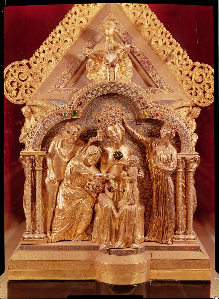 Tilbedelse af de tre konger, gavl på Notre-Dame-helligdommen i Notre-Dame, 1205 (forgyldt sølv, forgyldt kobber, emalje og filigran over træ) af Nicholas of Verdun