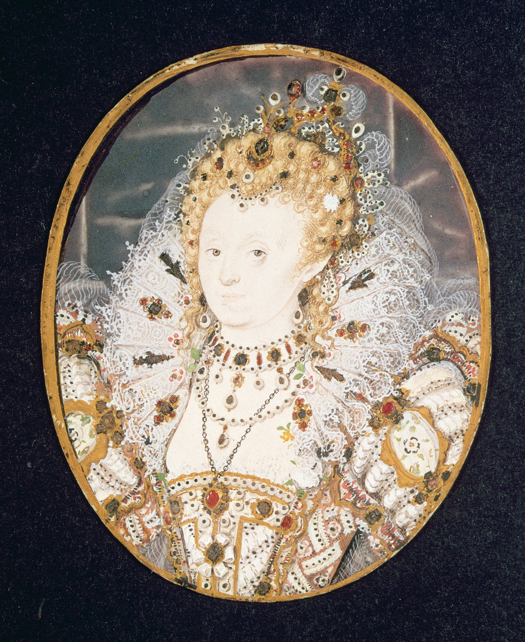 Dronning Elizabeth I, ca. 1595-1600 (wc på vellum) af Nicholas Hilliard